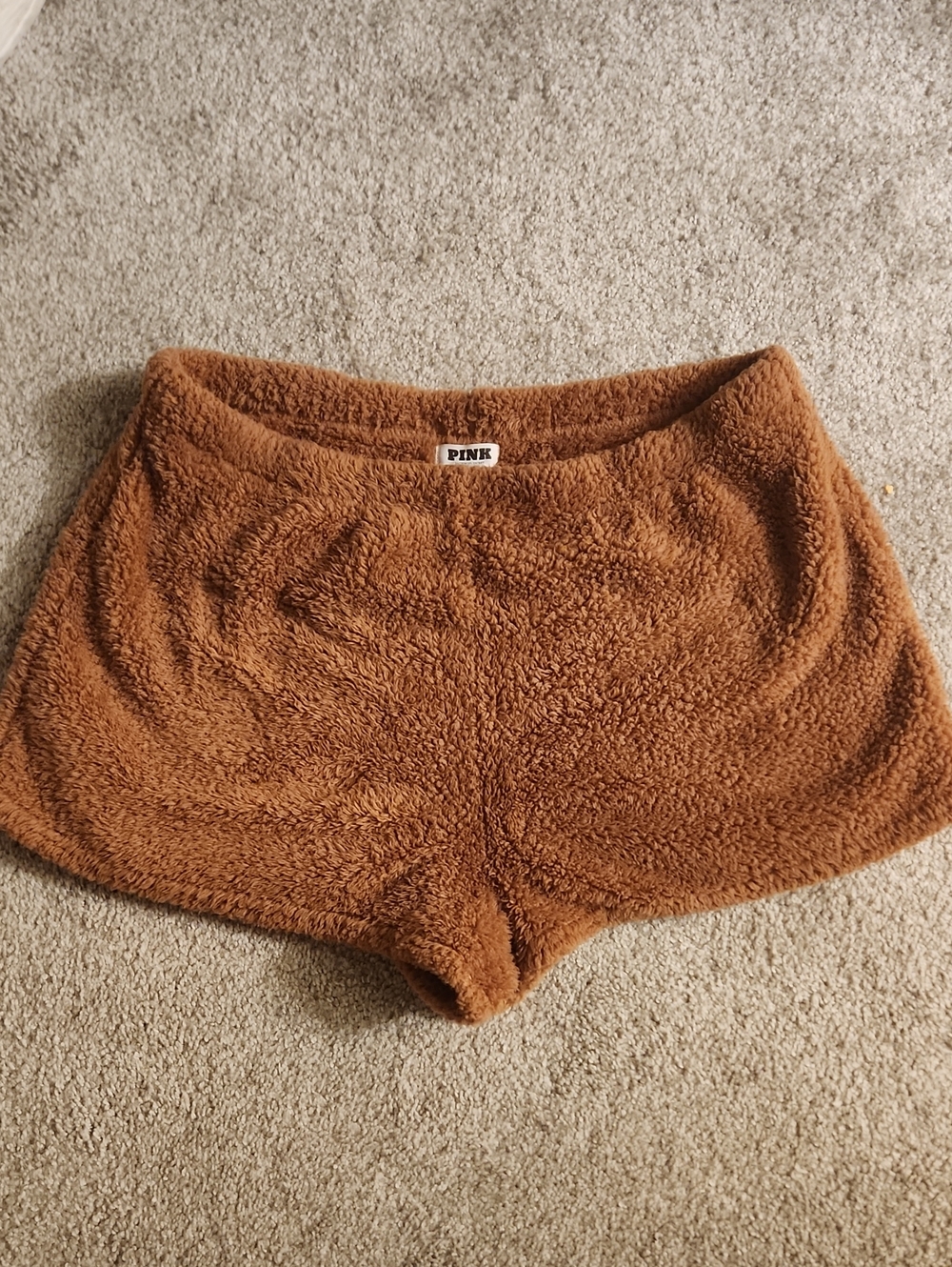 PINK Victoria's Secret Plush Teddy Shorts in Brown